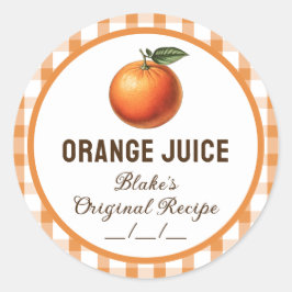 Oranjesap bliklabel met geruit ontwerp ronde sticker