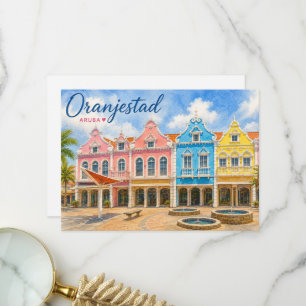 Oranjestad Aruba Caribisch Eiland Reis Souvenir Bedankkaart