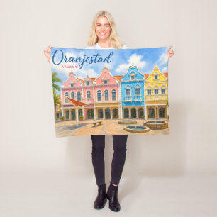 Oranjestad Aruba Caribisch Eiland Reis Souvenir Fleece Deken