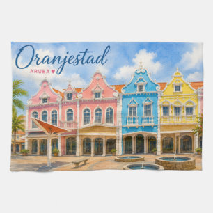 Oranjestad Aruba Caribisch Eiland Reis Souvenir Theedoek