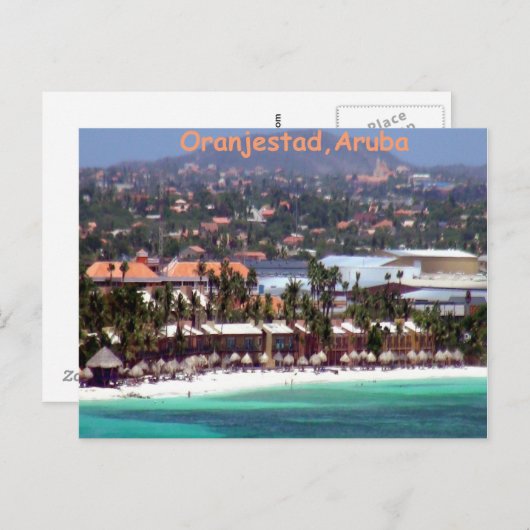Oranjestad, Aruba in Waterverf Briefkaart (Voorkant / Achterkant)