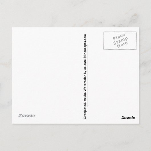 Oranjestad, Aruba in Waterverf Briefkaart (Achterkant)