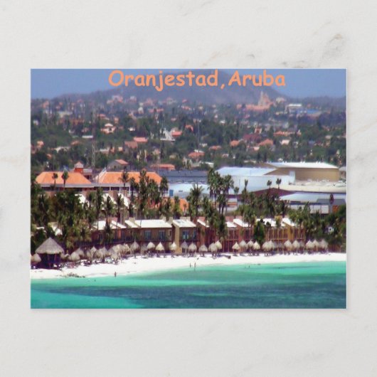 Oranjestad, Aruba in Waterverf Briefkaart (Voorkant)