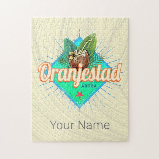Oranjestad Aruba Retro  Caribisch Souvenir Legpuzzel (Verticaal)