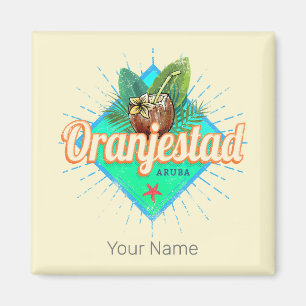 Oranjestad Aruba Retro Caribisch Souvenir Magneet