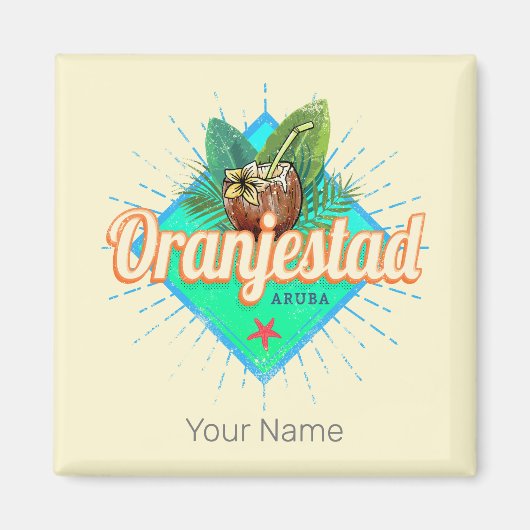 Oranjestad Aruba Retro Caribisch Souvenir Magneet (Voorkant)