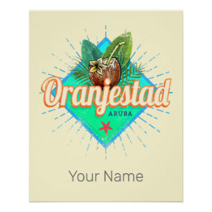 Oranjestad Aruba Retro  Caribisch Souvenir Perfect Poster