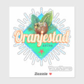 Oranjestad Aruba Retro  Caribisch Souvenir Sticker (Vel)