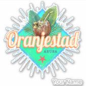 Oranjestad Aruba Retro  Caribisch Souvenir Sticker (Voorkant)