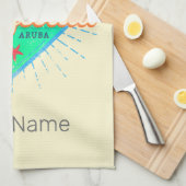 Oranjestad Aruba Retro  Caribisch Souvenir Theedoek (Quarter Fold)