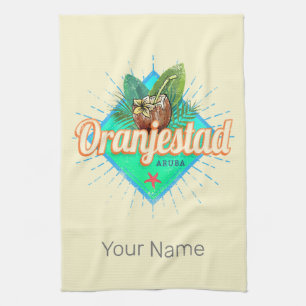 Oranjestad Aruba Retro  Caribisch Souvenir Theedoek