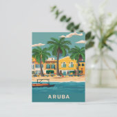 Oranjestad, Aruba Waterverf schilderij Briefkaart (Staand voorkant)