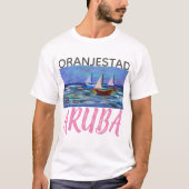 Oranjestad Aruba, zeilboten T-shirt (Voorkant)