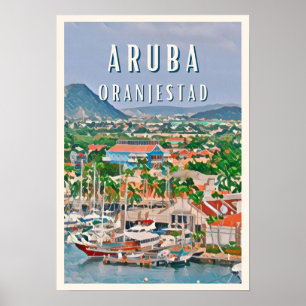 Oranjestad, de kleurrijke stad der Antillen Poster