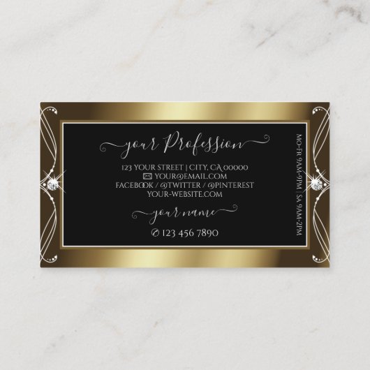 Orante Black Brown Golden Sparkle Jewelen met Logo Visitekaartje (Achterkant)