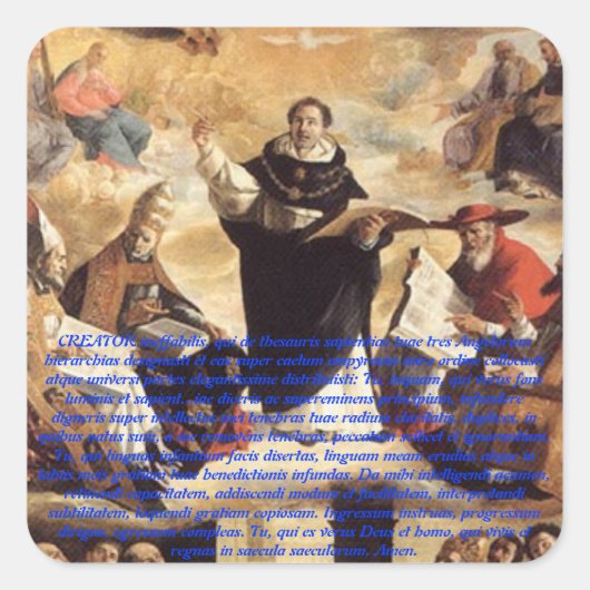 Oratio S. Thomae Aquinatis ante studium Vierkante Sticker (Voorkant)