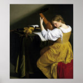 Orazio Gentileschi de Lute Player Poster (Voorkant)