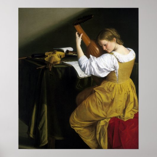 Orazio Gentileschi de Lute Player Poster (Voorkant)