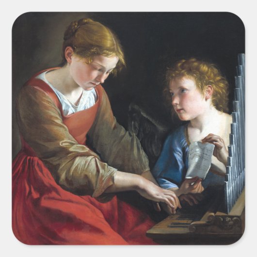Orazio Gentileschi en Giovanni Lanfranco Saint Vierkante Sticker (Voorkant)