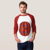 Orb Red Round t-shirt 3/4 sleeve raglan (Voorkant volledig)