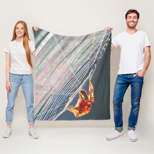 Orb Spider on Web  Fleece Deken (In situ)