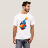 Orb Splash: Turquoise Wave Burst T-shirt (Voorkant volledig)