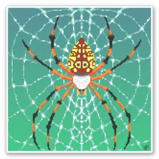 Orb weaver pixel spider sticker (Voorkant)