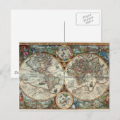 Orbis Terrarum 1594 - Bekende Wereldkaart Briefkaart (Voorkant / Achterkant)