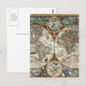 Orbis Terrarum 1594 - Bekende Wereldkaart Briefkaart (Voorkant / Achterkant)