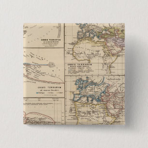 Orbis terrarum vierkante button 5,1 cm