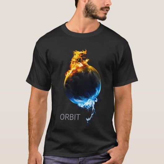 ORBIT" Elementair T-shirt met Vuur- en Ijsglobe Gr (Voorkant)