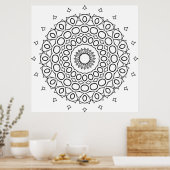 Orbitale Cirkel Mandala met Ster Accent Ring Kunst Poster (Keuken)
