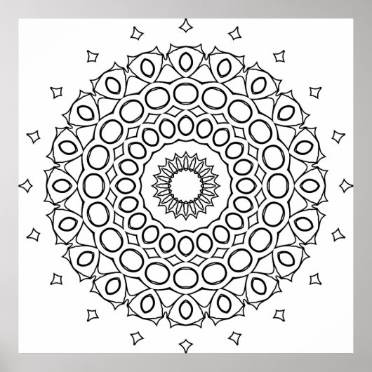 Orbitale Cirkel Mandala met Ster Accent Ring Kunst Poster (Voorkant)