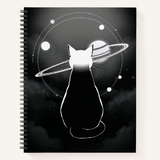 Orbitale Kosmische Kat Minimalistische Notitieboek (Voorkant)