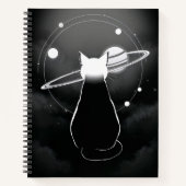 Orbiting Cosmic Cat Minimalist Notebook Notitieboek (Voorkant)