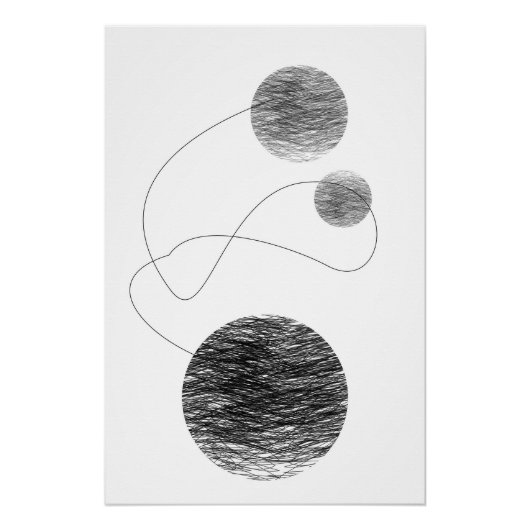 Orbs Abstracte Kunst Affiniteit Zwart-wit Schets Perfect Poster (Voorkant)