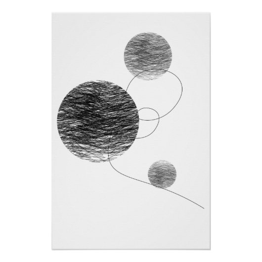 Orbs Abstracte Kunst Kinship Zwart-wit Perfect Poster (Voorkant)