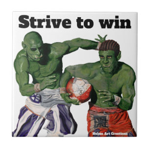 Orc Gladiator Football Fantasy Art Decoratieve Teg Tegeltje