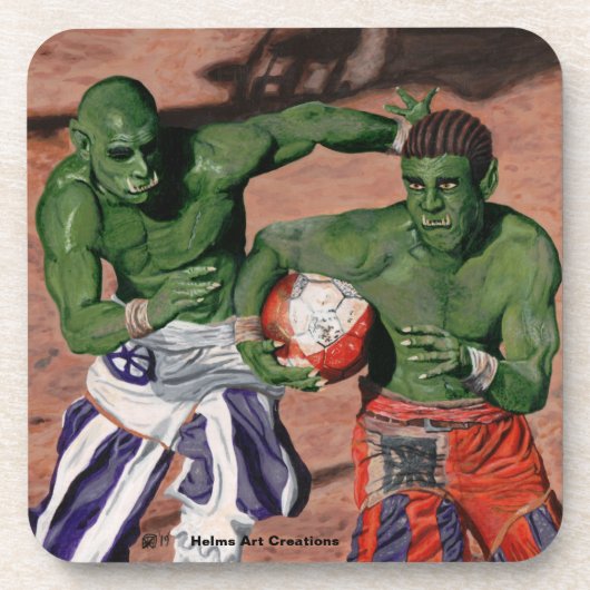 Orc Gladiator Football Fantasy Plastic Onderzetter (Voorkant)