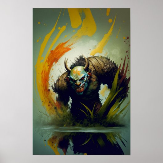 Orc Krijger Fantasy Poster | Gamer Kunst 4 (Voorkant)
