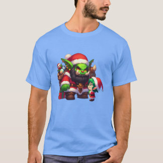 Orc Santa levert Cadeaus aan Little Elf T-shirt
