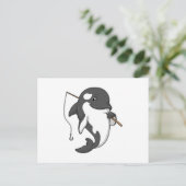 Orca als Fisher met Geviste staaf Briefkaart (Staand voorkant)