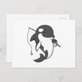 Orca als Fisher met Geviste staaf Briefkaart (Voorkant / Achterkant)