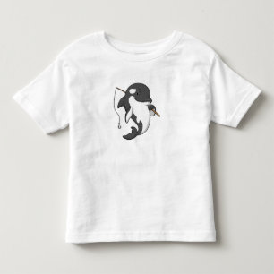 Orca als Fisher met Geviste staaf Kinder Shirts