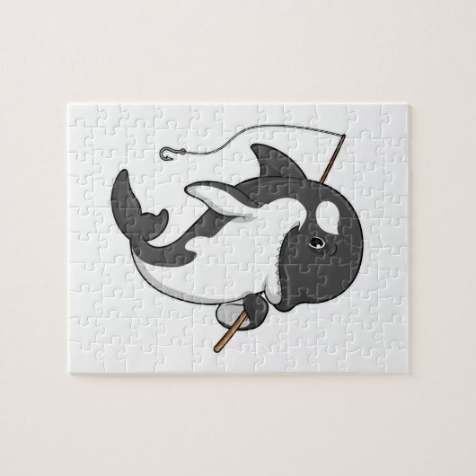 Orca als Fisher met Geviste staaf Legpuzzel (Horizontaal)