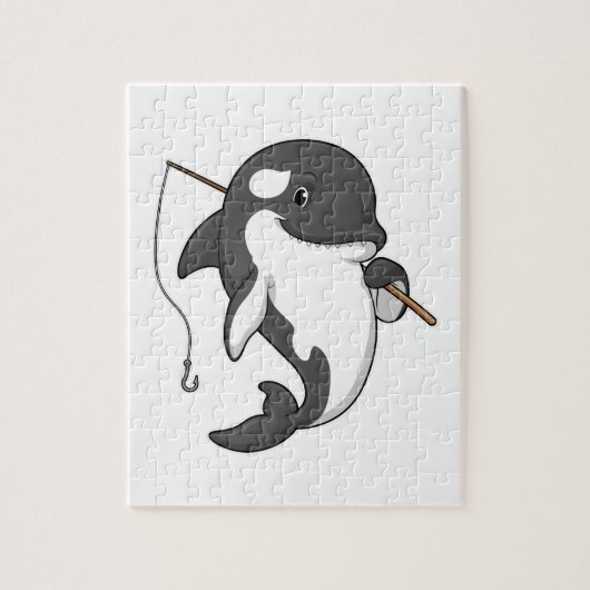 Orca als Fisher met Geviste staaf Legpuzzel (Verticaal)