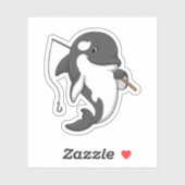 Orca als Fisher met Geviste staaf Sticker (Vel)