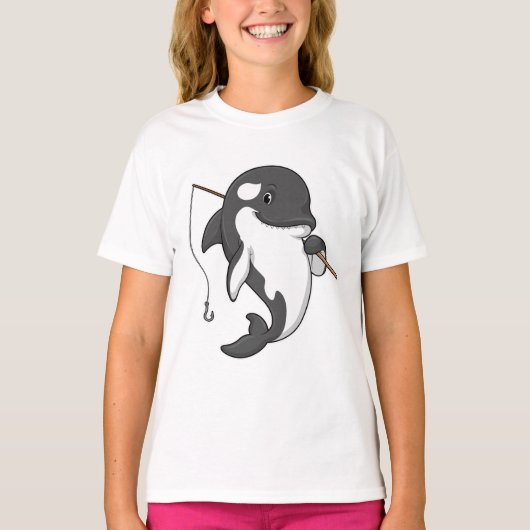 Orca als Fisher met Geviste staaf T-shirt (Voorkant)