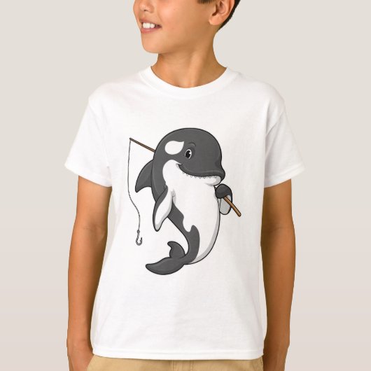 Orca als Fisher met Geviste staaf T-shirt (Voorkant)