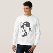 Orca als Fisher met Geviste staaf Trui (Voorkant volledig)